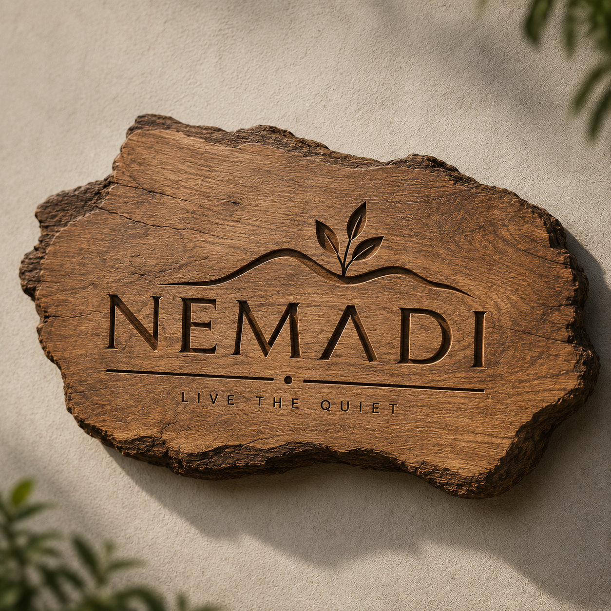 Nemadi wooden logo sign